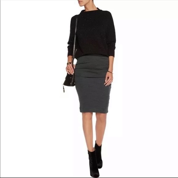 IRO Dassie Gray Pull On Wool Ruched Pencil Skirt - Picture 8 of 8